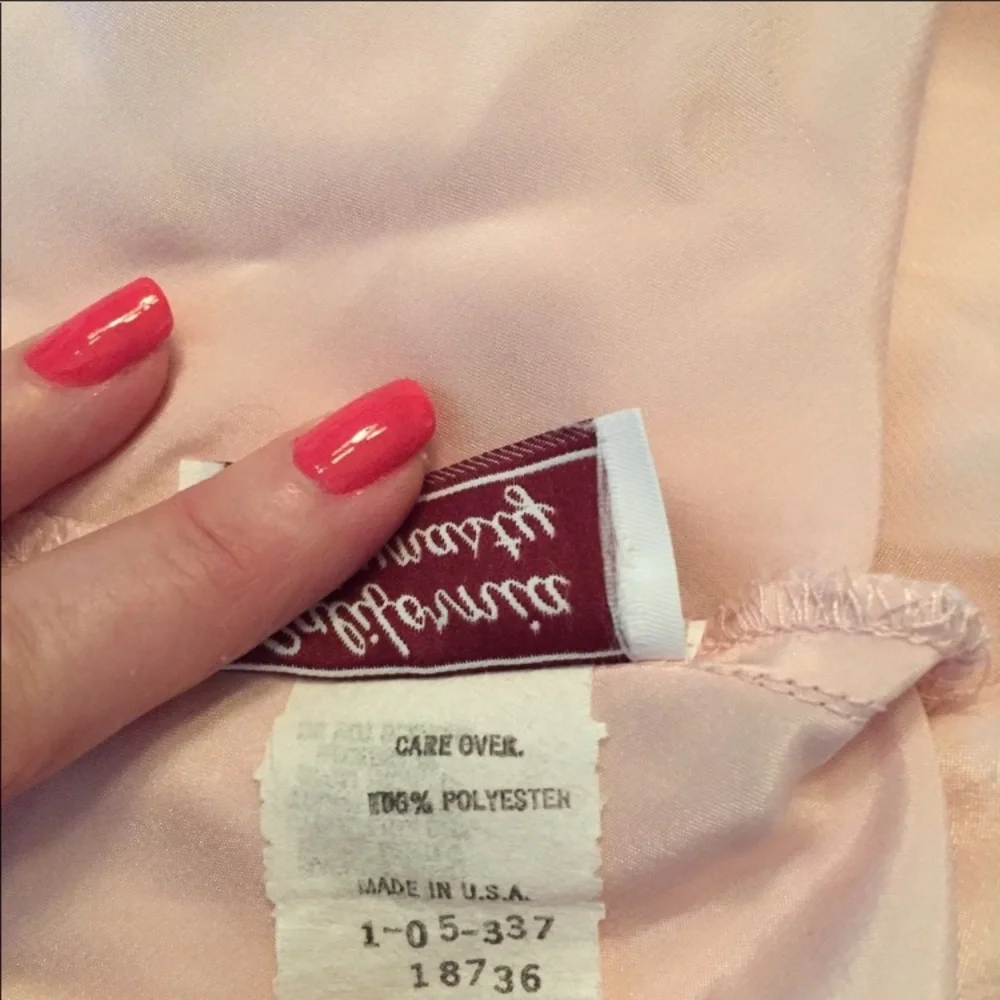 3/$12 Vintage California Dynasty blush pink satiny drape neck loungewear top